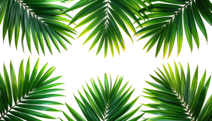Green palm leaves framing a black space