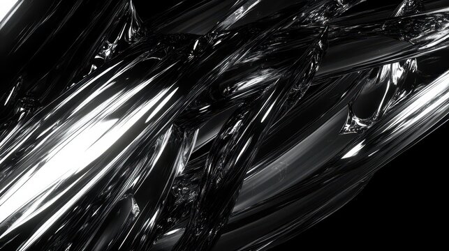Abstract sculpture of intertwined obsidian blades in dark tones
