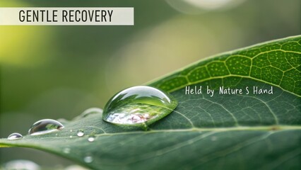 Close-Up of Water Droplet on Green Leaf for Nature Conservation and Environmental Awareness Campaigns