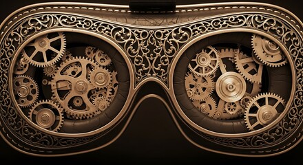 Elaborate Steampunk Goggles Intricate Gears Ornamentation Detailed Mechanical Eyewear Vintage Inspired Futuristic Fashion Accessory
