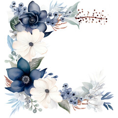 Winter Floral Frame Watercolor Illustration 