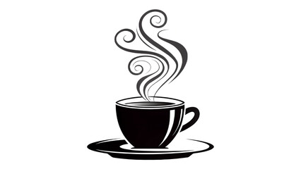 Obraz premium Minimalist Steaming Coffee Cup Silhouette Vector — Symbol of Warmth, Comfort, and Freshness