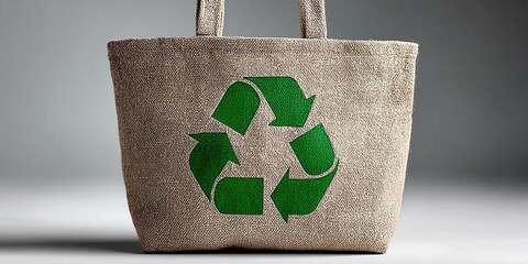 Picture of a cloth bag with a recycling symbol