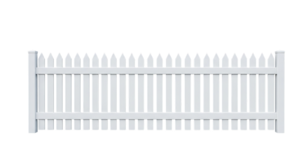 Classic white picket fence, a symbol of home and security, isolated on transparent background