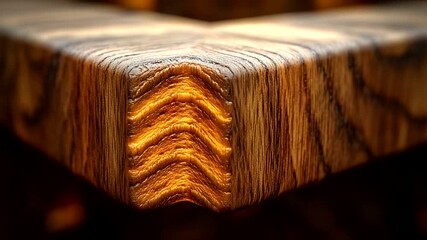 Close-up of intricately designed wooden table corner