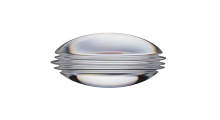 Clear glass lens with three rings isolated on transparent background is perfect for any optical or scientific application and experimentation