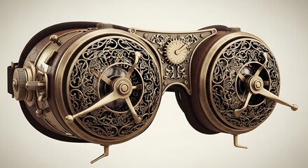 Steampunk Goggles: Victorian Era Inspired Eye Protection with Intricate Metalwork and Ornamental Lenses, Vintage Eyewear