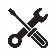 wrench crossed screwdriver icon vector illustration