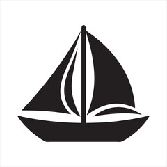 sailboat logo silhouette bold and minimal icon vector illustration