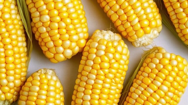 Close up of several ears of golden yellow corn