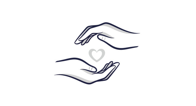 Two hands gently cradling a delicate heart shape, symbolizing care, protection, and love.