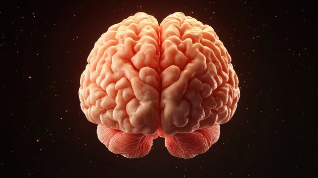 Detailed illustration of a human brain in a studio environment