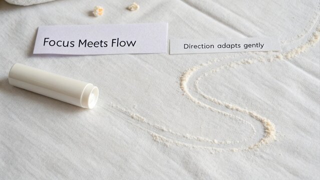 Creative Inspiration with Flow and Focus on Light Fabric Surface for Wellness and Mindfulness Concepts