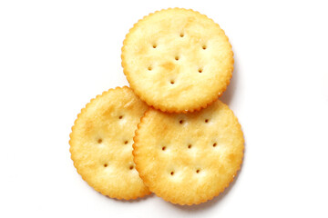 Round cracker isolated on white background