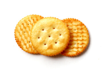 Round cracker isolated on white background