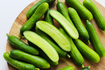 Fresh green organic mini baby bucumbers