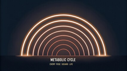 Light Arcs Representing the Metabolic Cycle With Inspirational Text and a Dark Background for Wellness and Health Themes