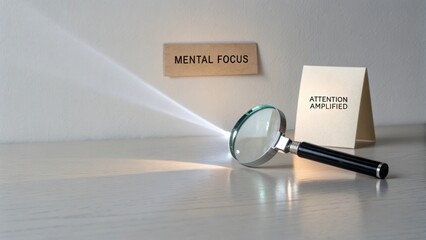 Magnifying Glass Projecting Mental Focus with Attention Amplified, Symbolizing Concentration and Clarity in Work and Life
