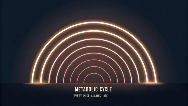 Light Arcs Representing the Metabolic Cycle With Inspirational Text and a Dark Background for Wellness and Health Themes