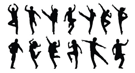 Silhouette of people dancing vector illustration stock image design