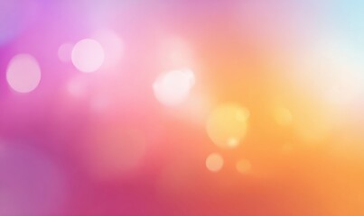 Soft gradient background with pastel pink, purple and orange hues, featuring gentle bokeh light circles. Dreamy, warm and vibrant abstract design suitable for digital backdrops, social media templates