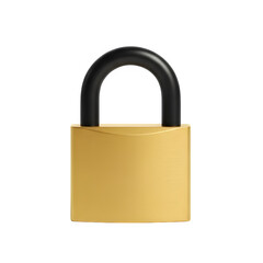 A classic golden padlock with a black shackle isolated on a stark black background symbolizing security and protection