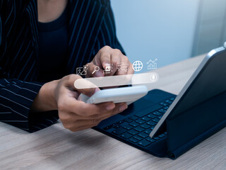 Close-up of hands using smartphone with AI chatbot and search interface, representing smart assistant technology, digital lifestyle, online search behavior, and artificial intelligence communication.