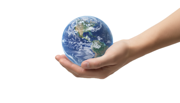 Realistic Hand Holding The Earth Globe Environmental Awareness And Global Concept Image