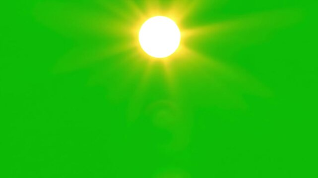 Green Screen sun with rays background scene 1 distortion, overlay, glitch, static noise, scan lines on black background, 4k animated video loop