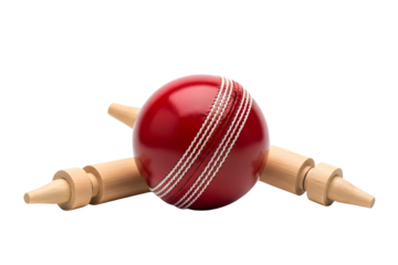 Cricket ball and bails isolated on transparent background