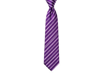 Purple tie with white stripes isolated on transparent background