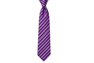 Purple tie with white stripes isolated on transparent background
