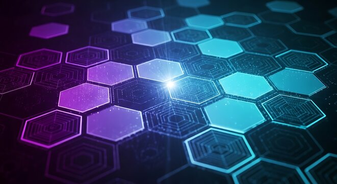 Dynamic technology background with glowing hexagons and vibrant colors for modern concepts and innovative designs, promising a cutting edge feel