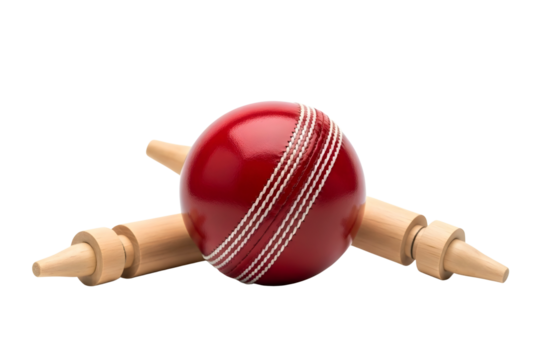 Cricket ball and bails isolated on transparent background