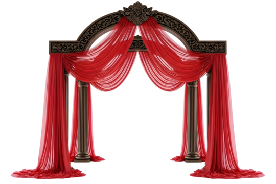 Elegant wedding archway isolated on transparent background