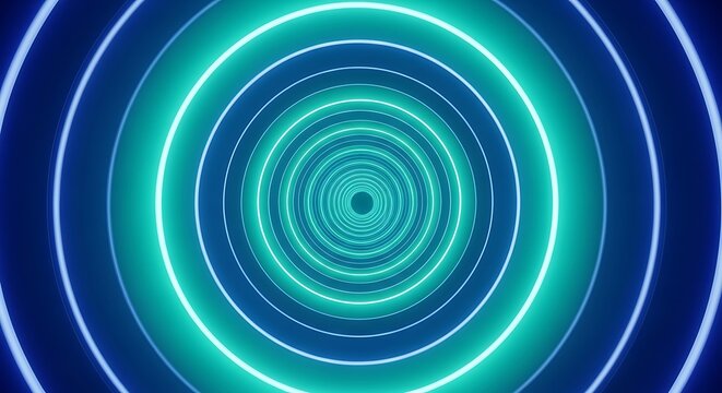 Dive into a vibrant tunnel of neon circles, perfect for modern design projects, futuristic presentations, and stunning visual effects that captivate any audience