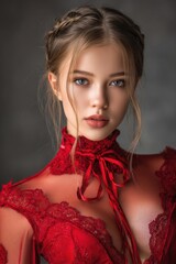 beautiful woman in a red dress