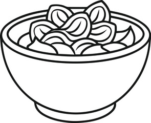 spaghetti bowl outline vector illustration line art