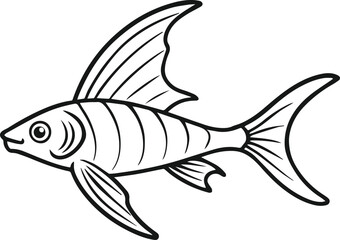 swordtail fish outline vector illustration line art