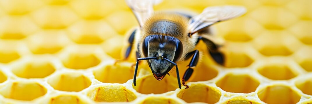 Young urban beekeeper wearing protective suit inspecting honeycomb frame in eco rooftop garden with green plants around. 