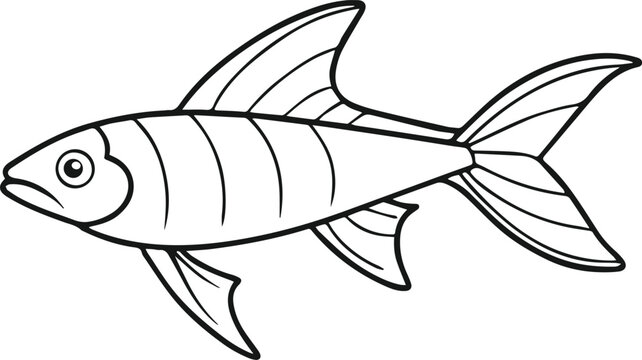 swordtail fish outline vector illustration line art