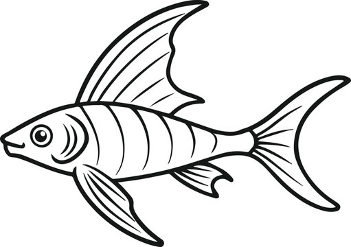 swordtail fish outline vector illustration line art