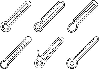 Set of thermometer industrial outline vector illustration line art