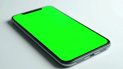 Digital Finance Interface with male cryptocurrency trader investor analyst hand holding cell phone green mockup screen doing stock market data price graphs analysis using trading mobile app - Powered by Adobe