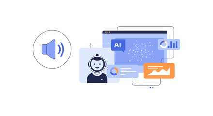 Fototapeta premium Voice AI chatbot and data analysis interface symbolizing smart technology