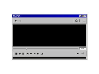 Vintage Windows video player interface featuring retro playback controls, nostalgic design layout, and classic old-school UI elements perfect for multimedia-themed digital artwork projects. © sautb