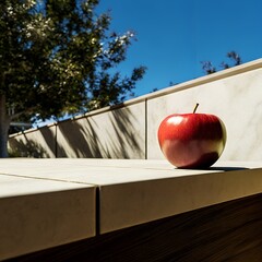 red apple on the table