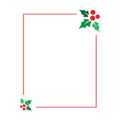 Obraz premium Elegant festive holiday frame with traditional holly and berries, perfect for Christmas cards and seasonal greeting designs, embodying a cheerful winter concept