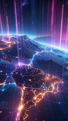 Futuristic Earth with Glowing Networks and Data Streams.
