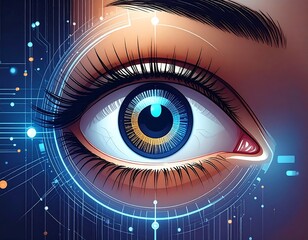 Futuristic Eye with Digital Circuitry and Advanced Technology.
